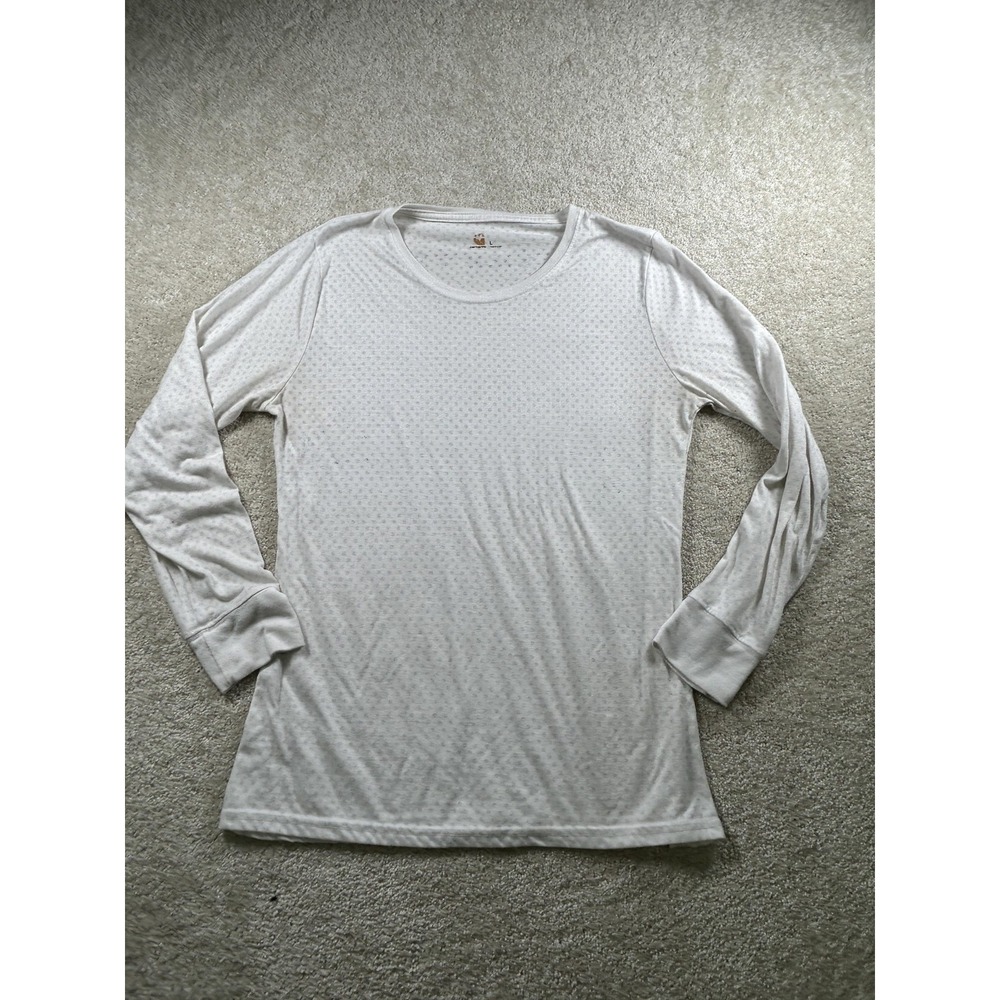 Carhartt Shirt Womens Large White Long Sleeve Lightweight Base Layer‎ Polka Dot